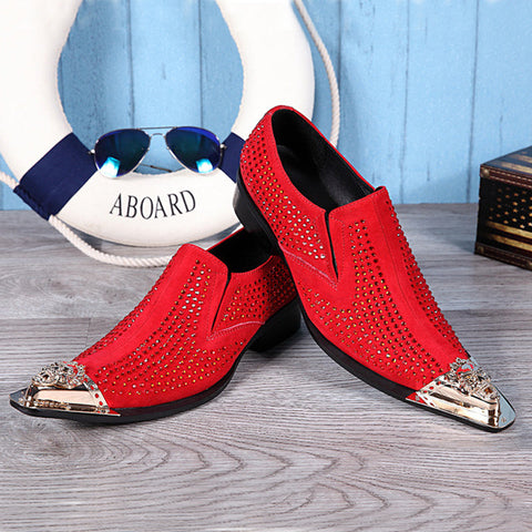Red trend pointed Party Shoes Men's fashion dress shoes