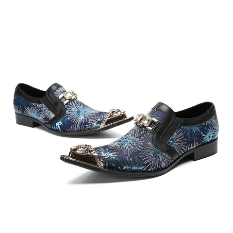 Rose gold fashion sequins handmade men's dress shoes